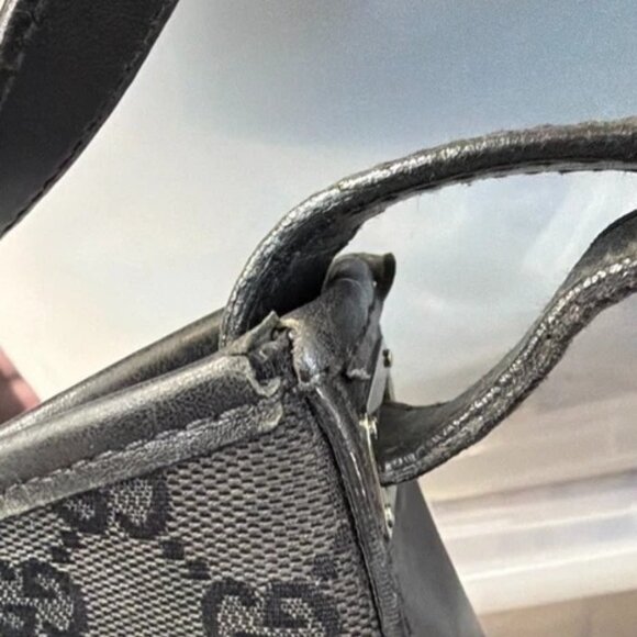 GUCCI GG Pattern Jackie Shoulder Hobo Bag Canvas Leather Black Italy 04DA282 - Picture 13 of 16